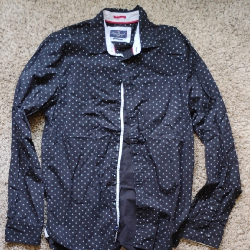 Black Polka Dot Button-Up Shirt